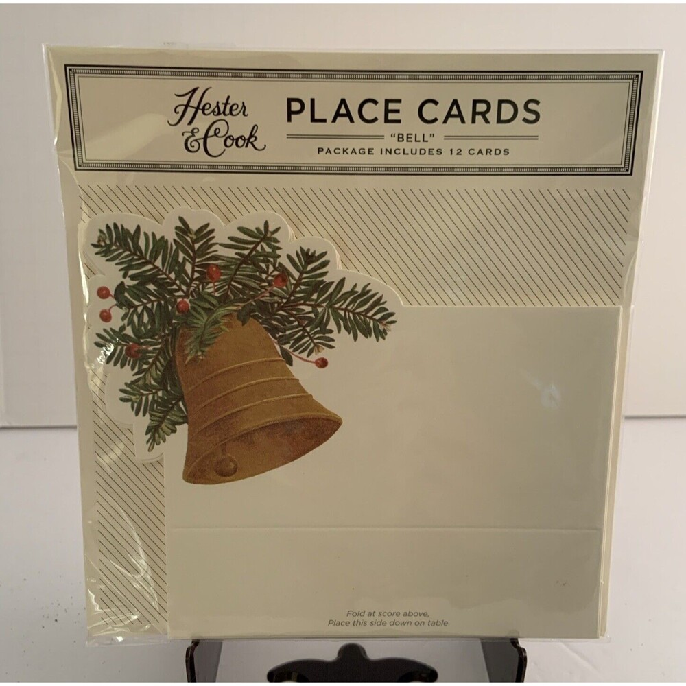 New Hester and Cook BELL Place Cards Christmas Party 12 Cards Buffet markers